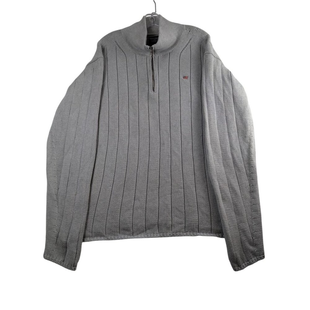 Vintage‎ Ralph Lauren Polo Jeans Co Mens Ribbed Half-Zip Sweater XXL Gray Cotton